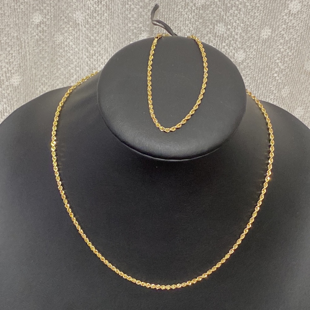 🆕10K Gold Designer Rope Chain Bracelet Set